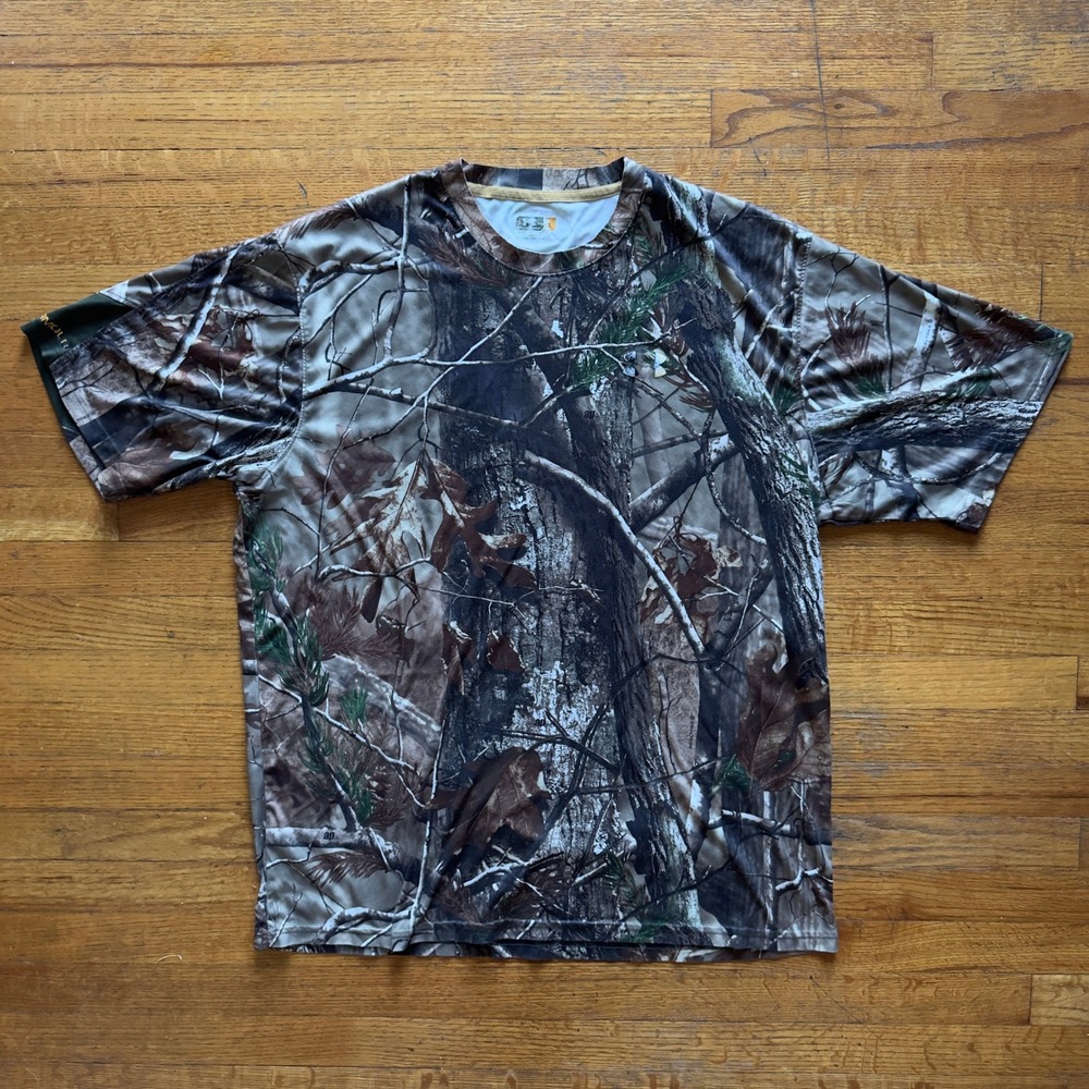 Under Armour Camo T-Shirt Hunting Outdoors Activewear‎ Short Sleeve Loose Large